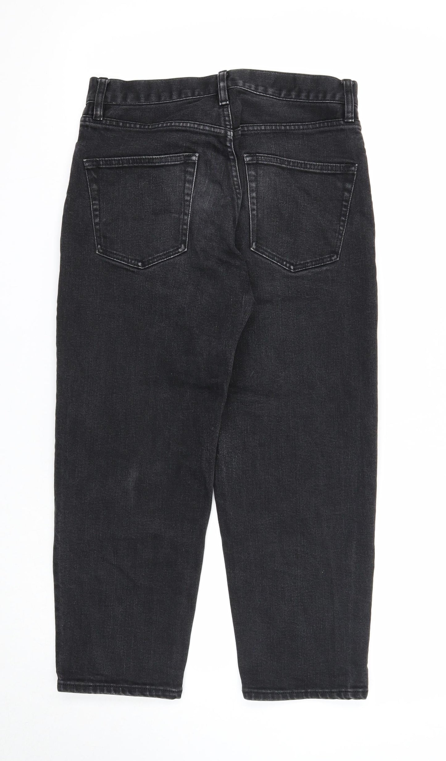 Preworn Womens Black Cotton Straight Jeans Size 25 in Regular Zip