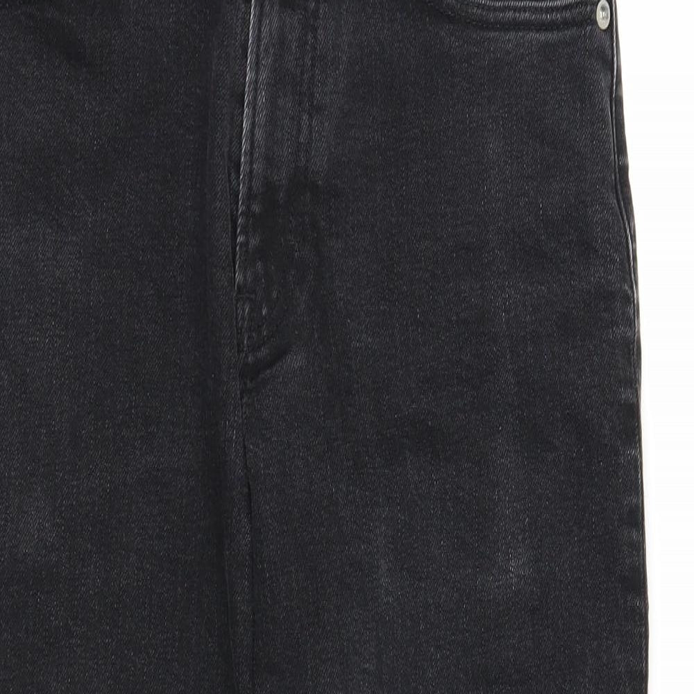 Preworn Womens Black Cotton Straight Jeans Size 25 in Regular Zip