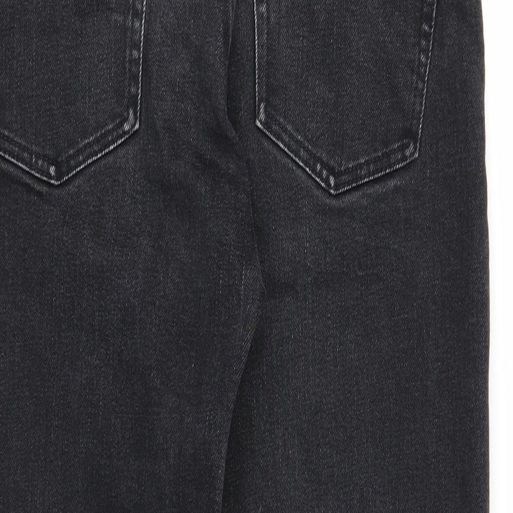 Preworn Womens Black Cotton Straight Jeans Size 25 in Regular Zip