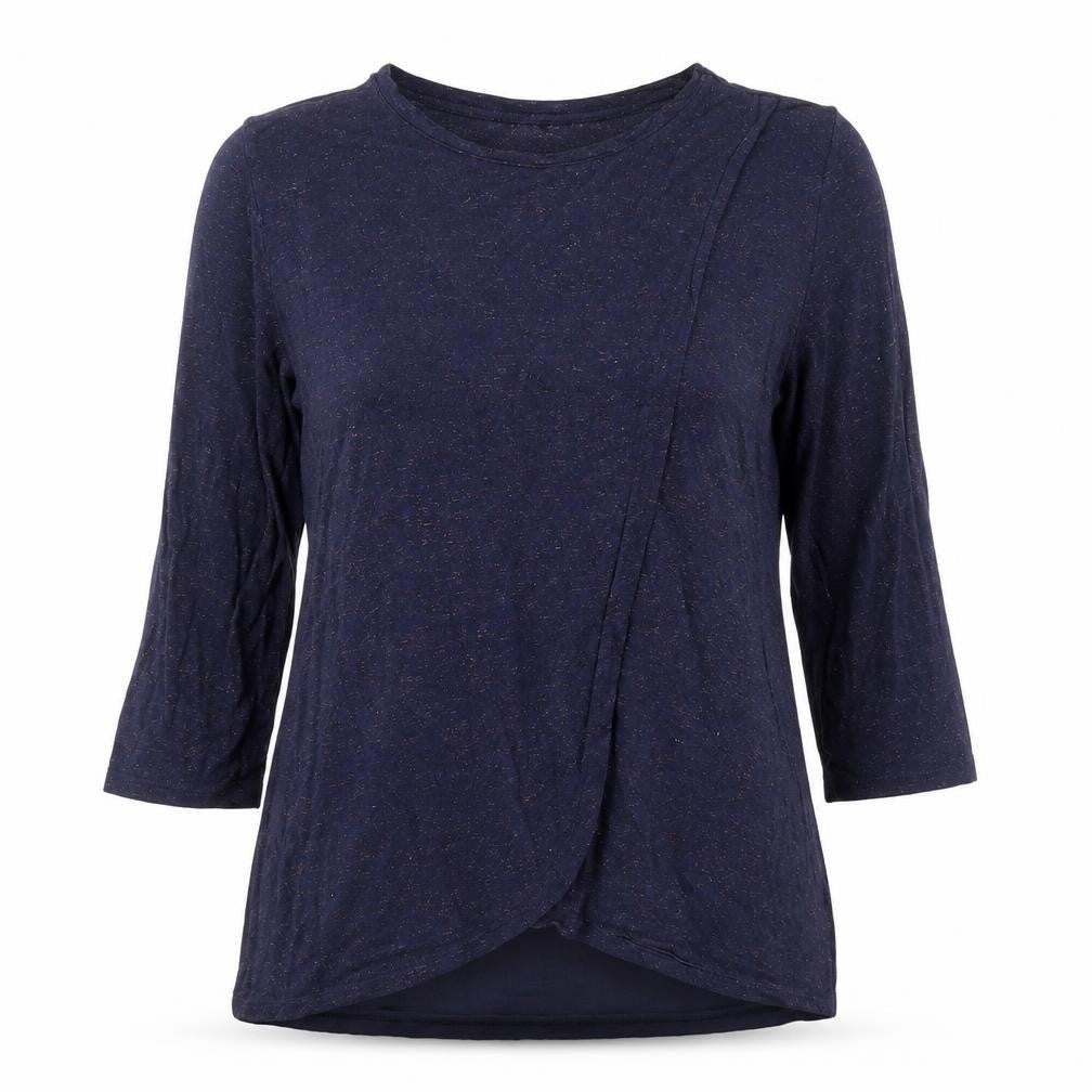 Blooming Marvellous Womens Blue Geometric Viscose Basic Blouse Size M Round Neck
