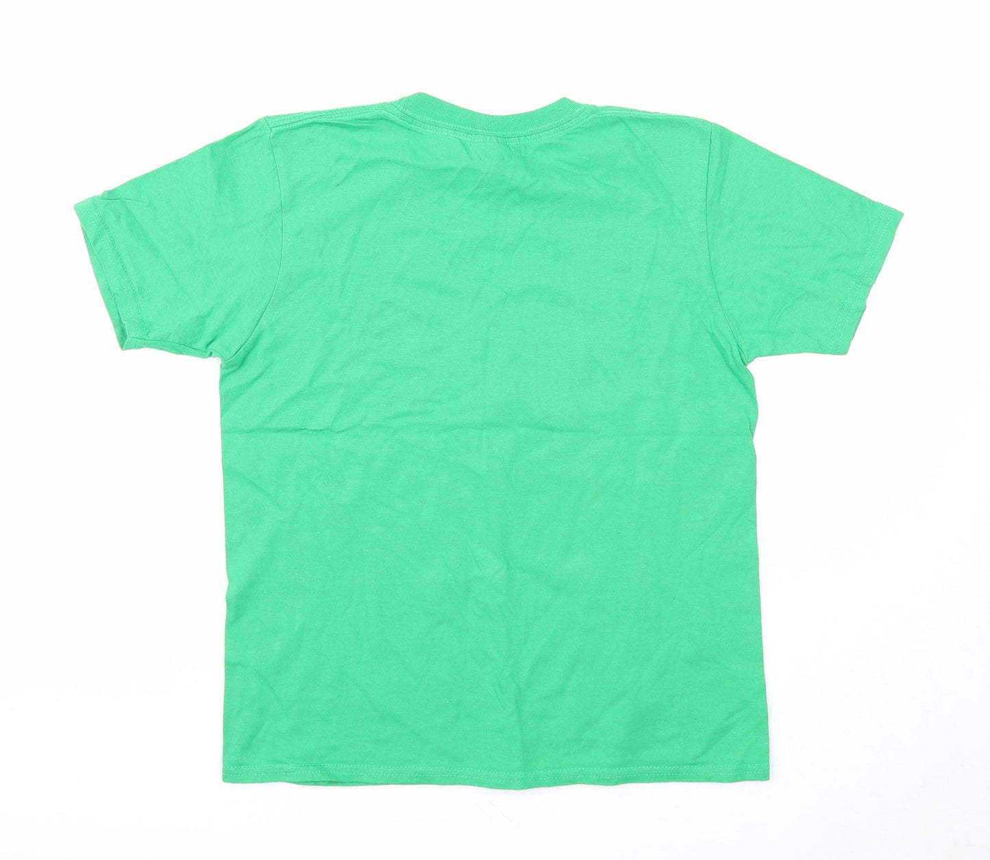 Gildan Boys Green Cotton Basic T-Shirt Size L Round Neck Pullover - Panda Dab