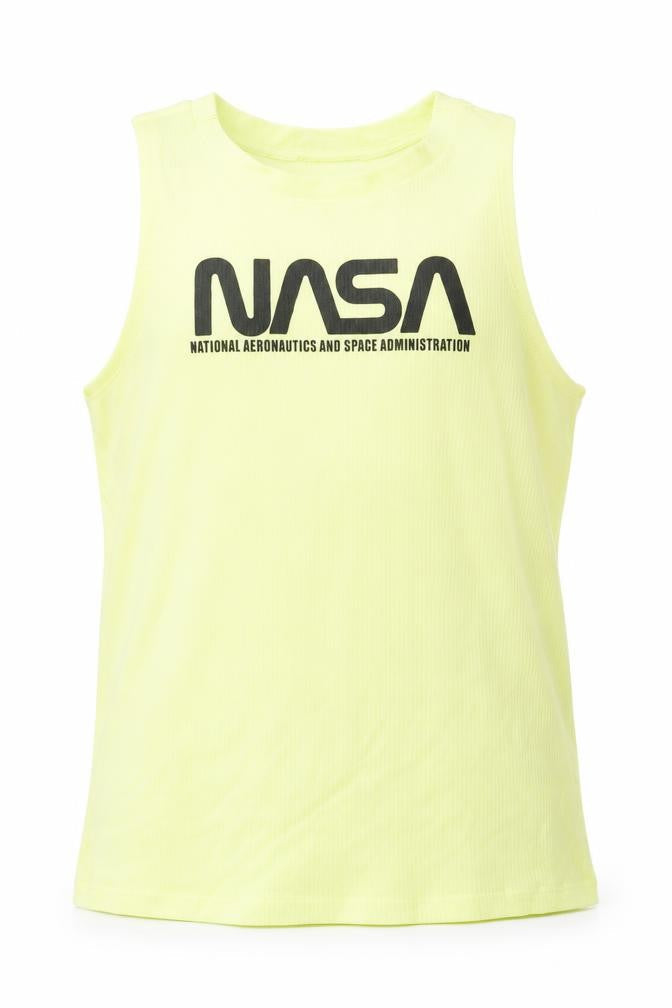 H&M Girls Yellow Cotton Basic Tank Size 14 Years Round Neck Pullover - NASA