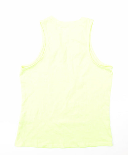 Back view of H&M girls’ yellow cotton basic tank, size 14, years round neck pullover - nasa