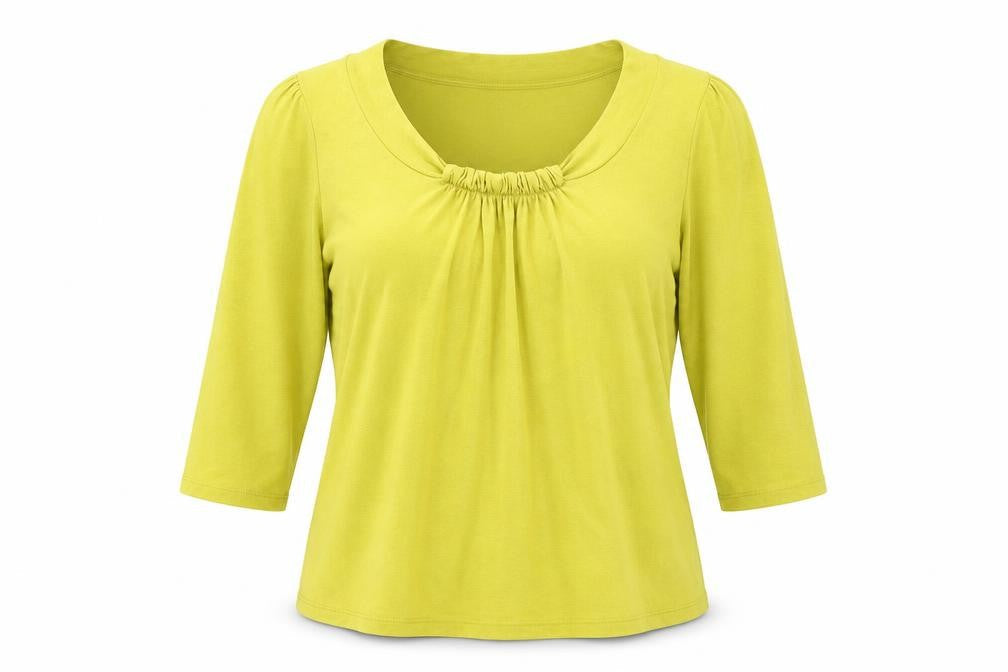 Marks & Spencer Womens Yellow Viscose Basic Blouse Size 10 Scoop Neck