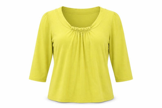 Marks & Spencer Womens Yellow Viscose Basic Blouse Size 10 Scoop Neck