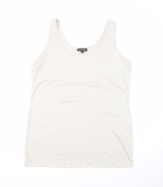 Marble Womens Beige Polyester Basic Tank Size 14 Round Neck