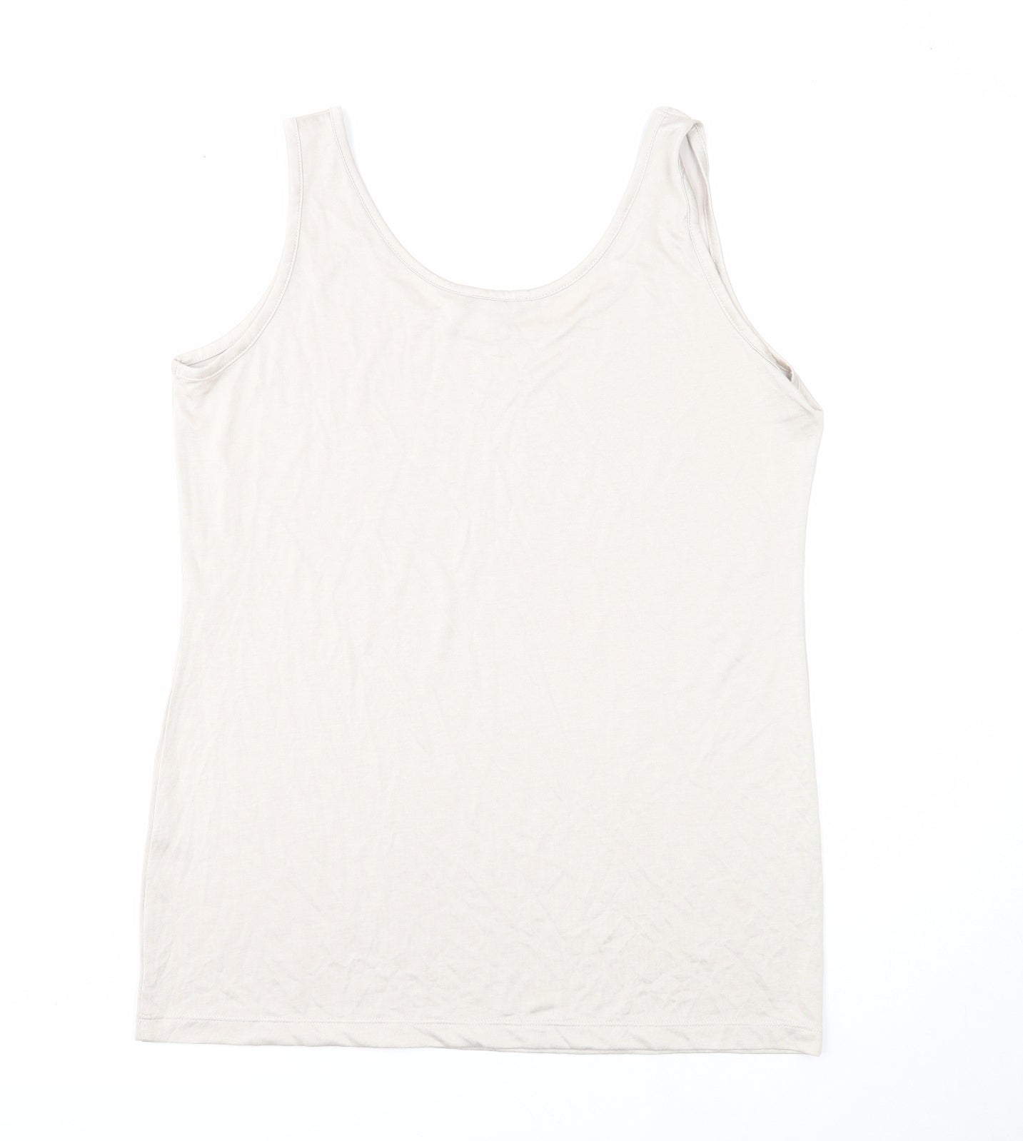 Marble Womens Beige Polyester Basic Tank Size 14 Round Neck