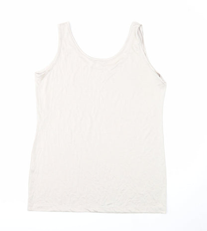Marble Womens Beige Polyester Basic Tank Size 14 Round Neck