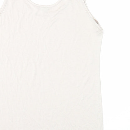 Marble Womens Beige Polyester Basic Tank Size 14 Round Neck