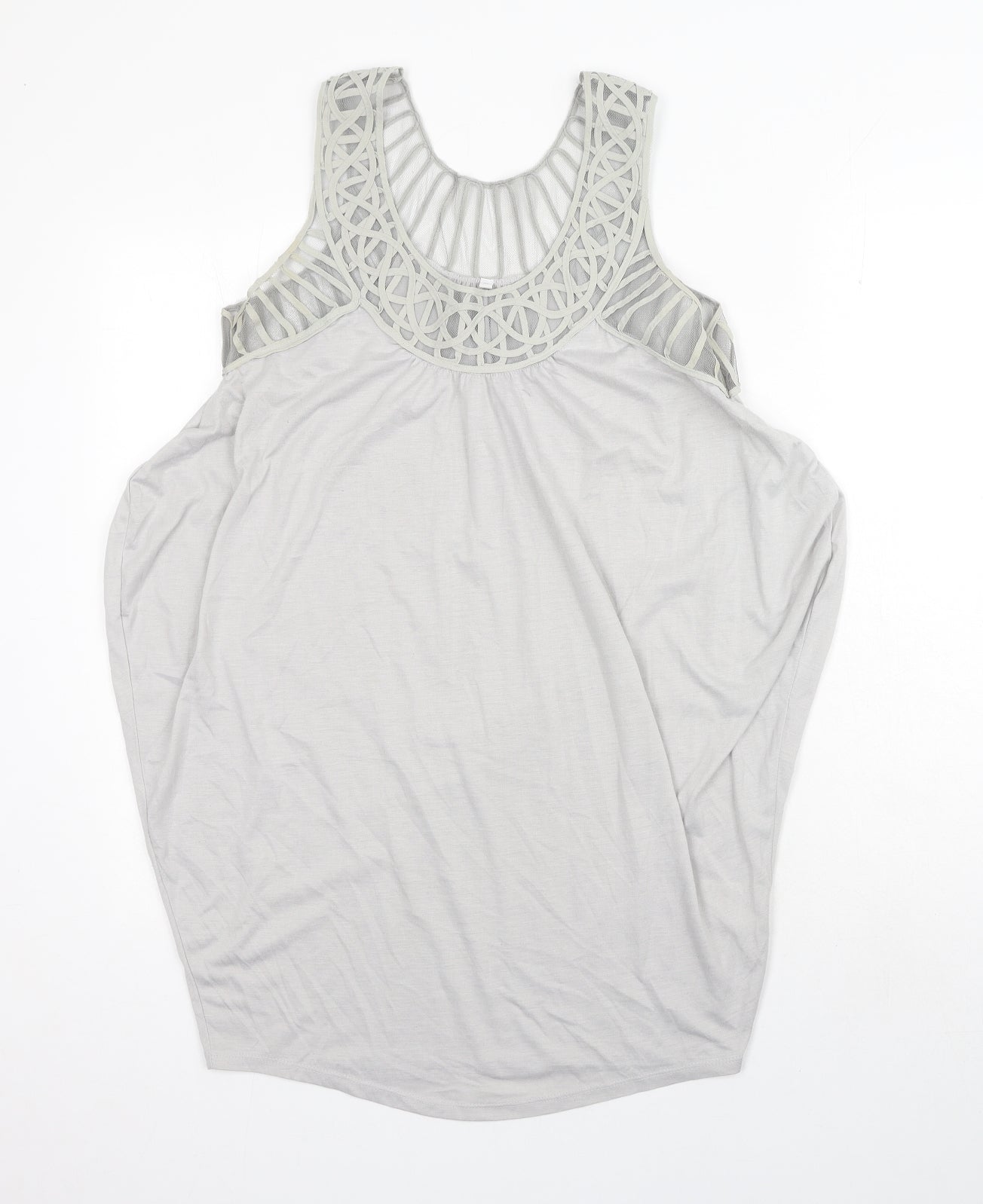 Preworn Womens Grey Polyester Basic Tank Size M Round Neck