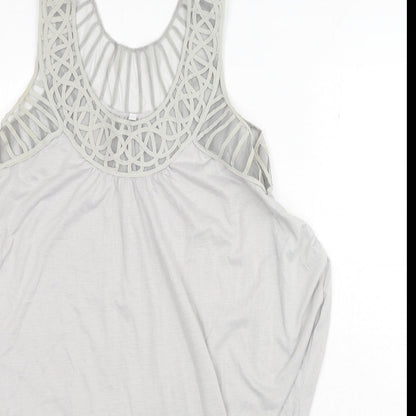Preworn Womens Grey Polyester Basic Tank Size M Round Neck