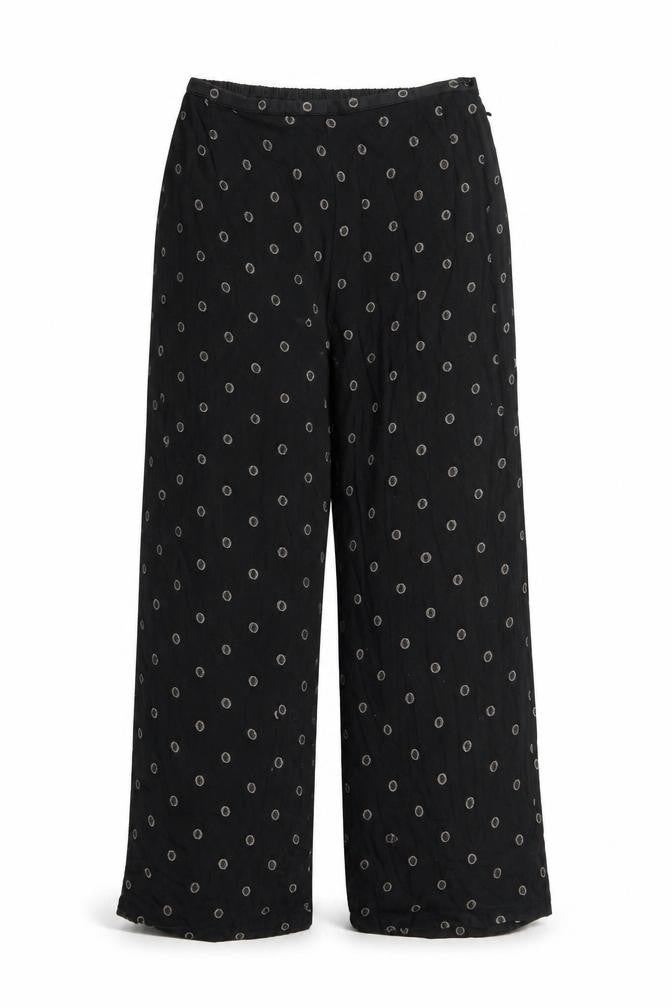 Preworn Womens Black Geometric Polyester Trousers Size 30 in Regular Zip