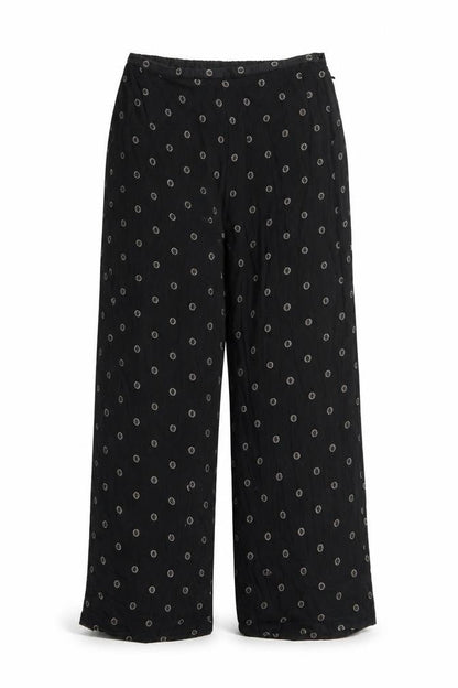 Preworn Womens Black Geometric Polyester Trousers Size 30 in Regular Zip
