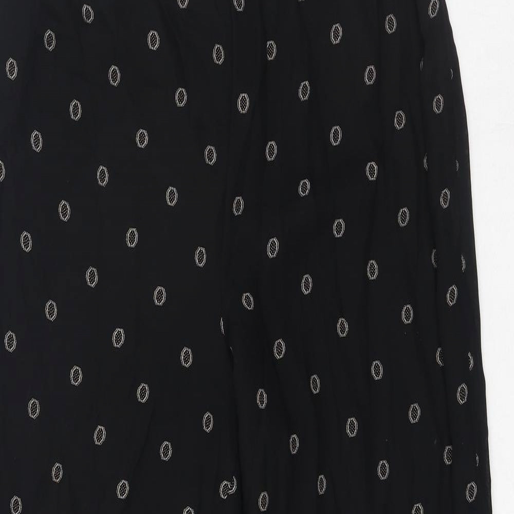 Preworn Womens Black Geometric Polyester Trousers Size 30 in Regular Zip