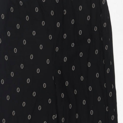 Preworn Womens Black Geometric Polyester Trousers Size 30 in Regular Zip