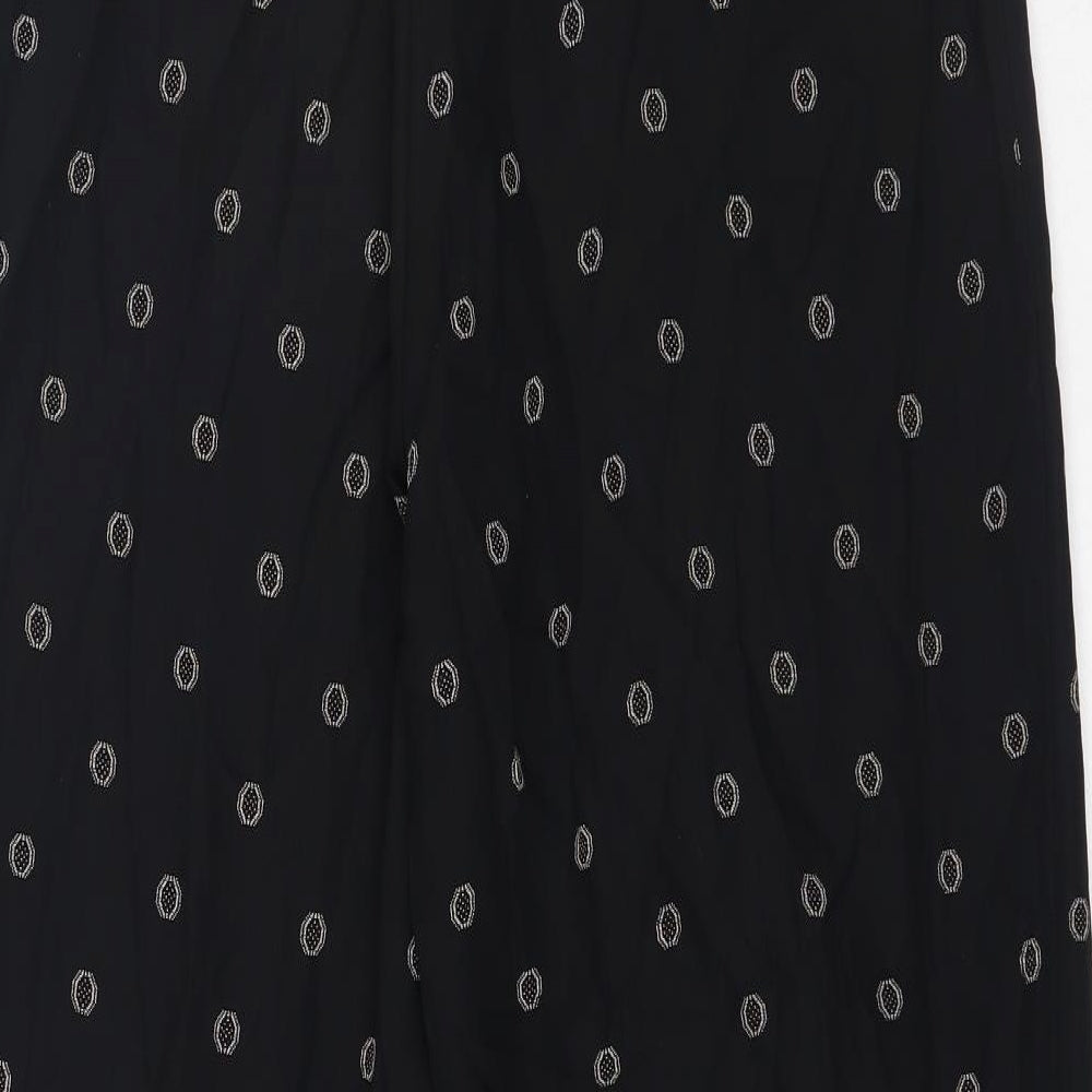 Preworn Womens Black Geometric Polyester Trousers Size 30 in Regular Zip
