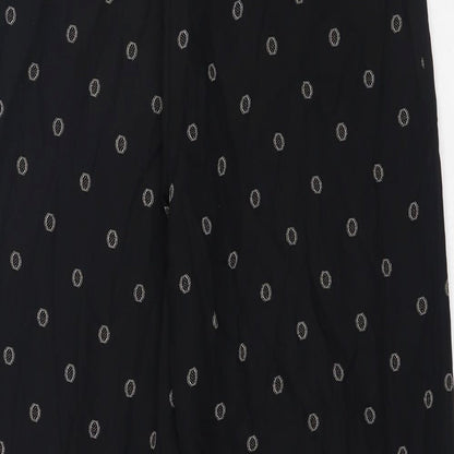 Preworn Womens Black Geometric Polyester Trousers Size 30 in Regular Zip