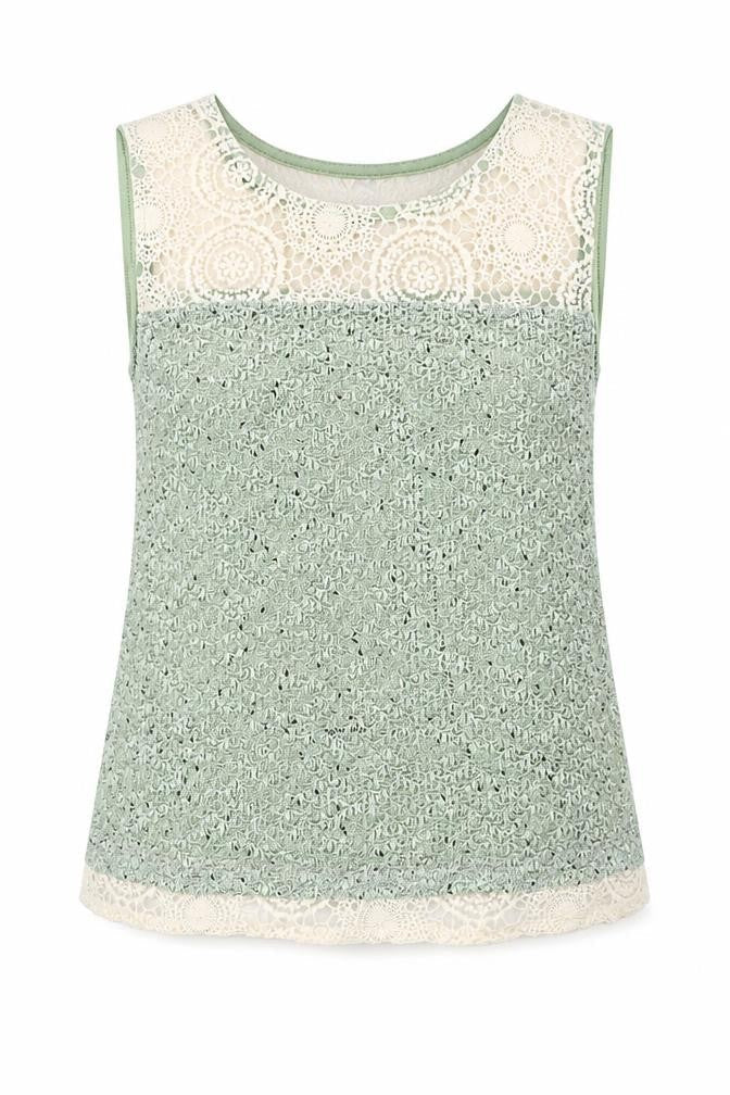 Mismash Womens Green Polyester Basic Tank Size M Round Neck