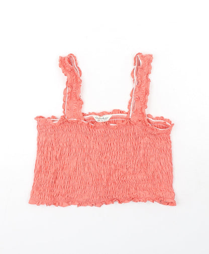 Miss Selfridge Womens Pink Cotton Basic Tank Size 12 Square Neck