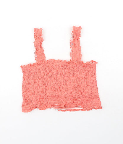 Miss Selfridge Womens Pink Cotton Basic Tank Size 12 Square Neck