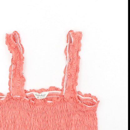 Miss Selfridge Womens Pink Cotton Basic Tank Size 12 Square Neck