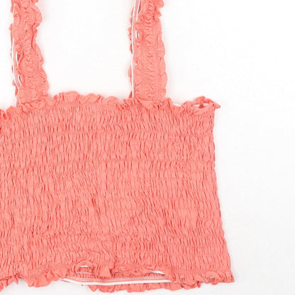 Miss Selfridge Womens Pink Cotton Basic Tank Size 12 Square Neck