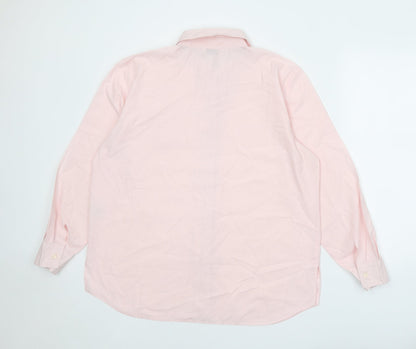 Design Essentials Womens Pink Polyester Basic Button-Up Size 16 Collared