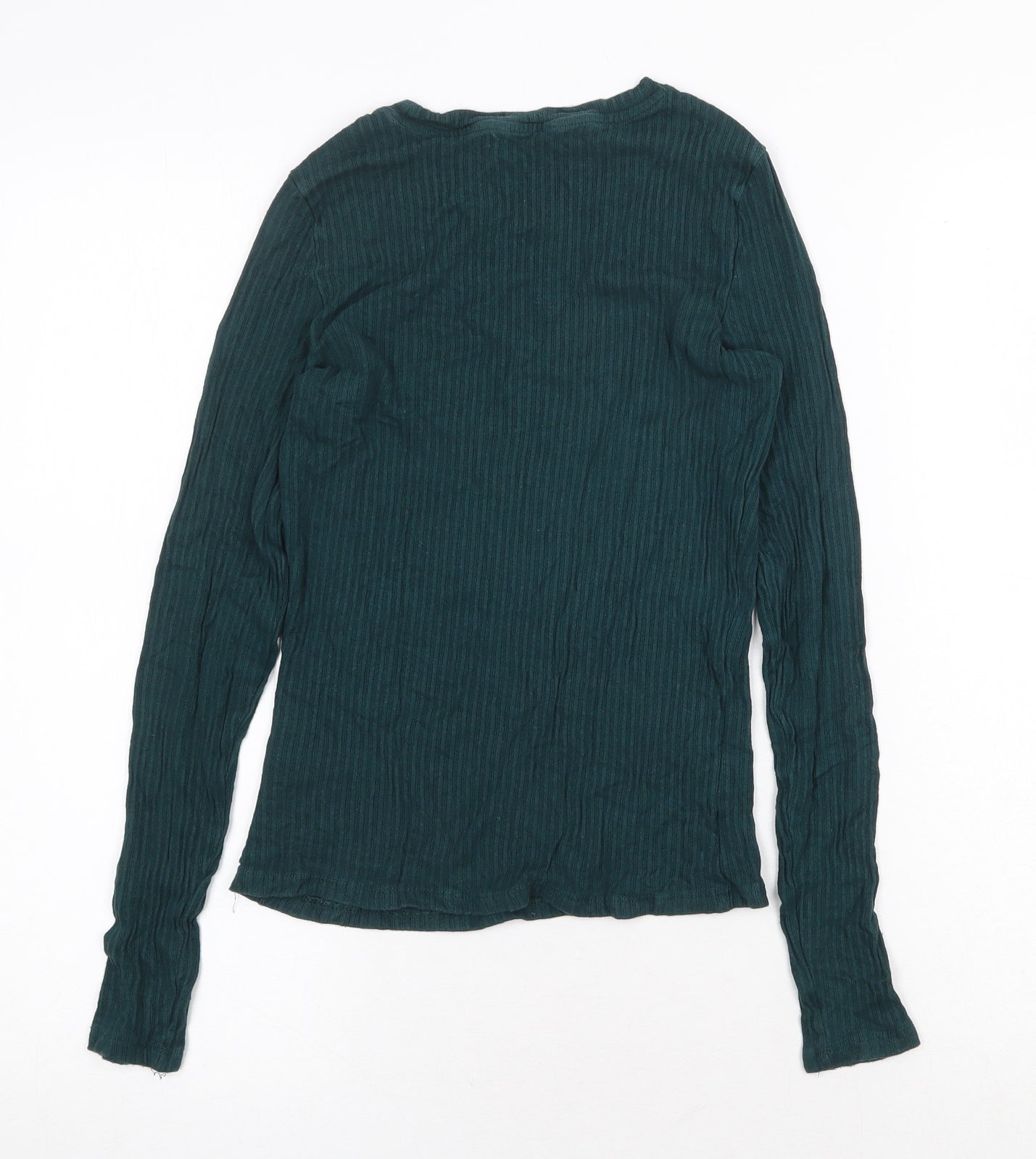 Monki Womens Green Cotton Basic T-Shirt Size 8 Round Neck