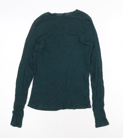 Monki Womens Green Cotton Basic T-Shirt Size 8 Round Neck