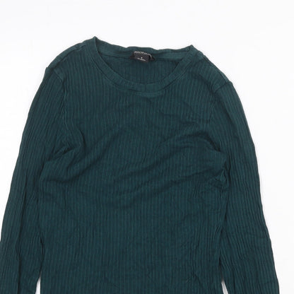Monki Womens Green Cotton Basic T-Shirt Size 8 Round Neck