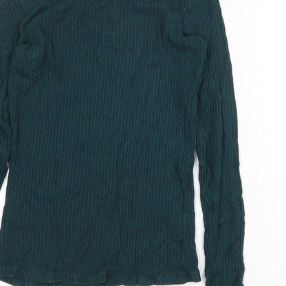 Monki Womens Green Cotton Basic T-Shirt Size 8 Round Neck