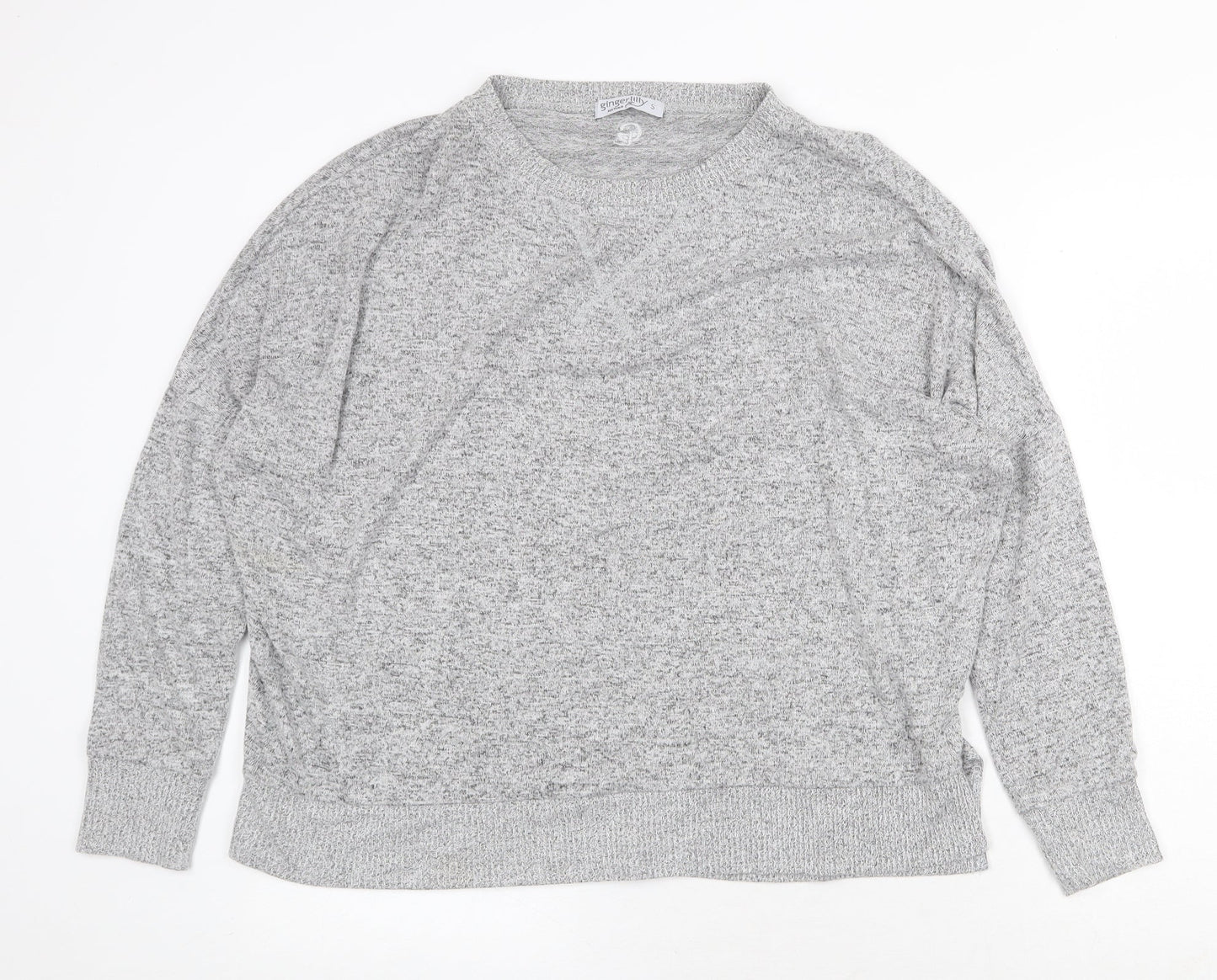 Gingerlilly Womens Grey Round Neck Viscose Pullover Jumper Size S