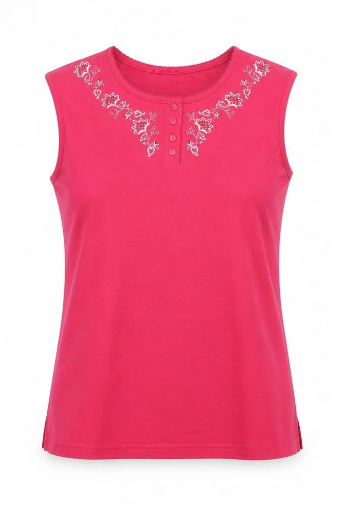 Bonmarché Womens Pink Polyester Basic Tank Size S Boat Neck