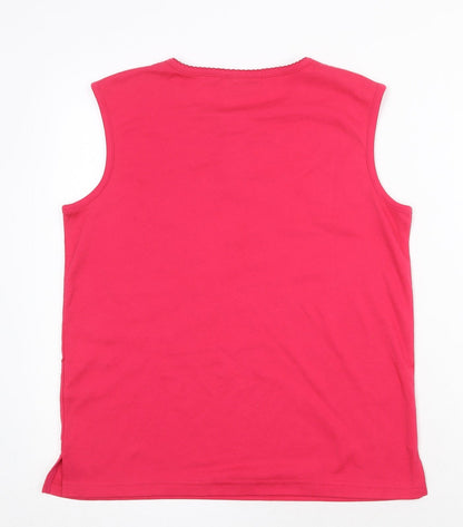 Bonmarché Womens Pink Polyester Basic Tank Size S Boat Neck
