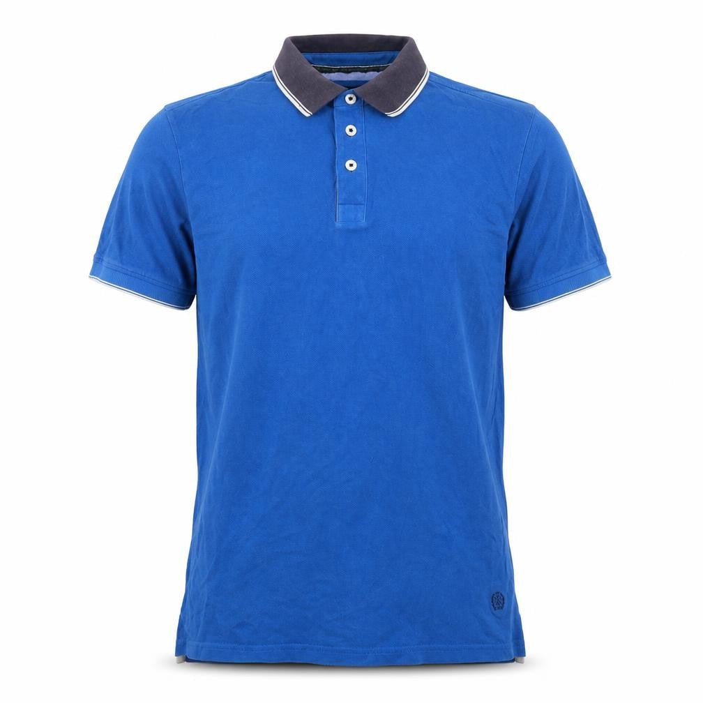 Marks & Spencer Mens Blue Cotton Polo Size M Collared Button