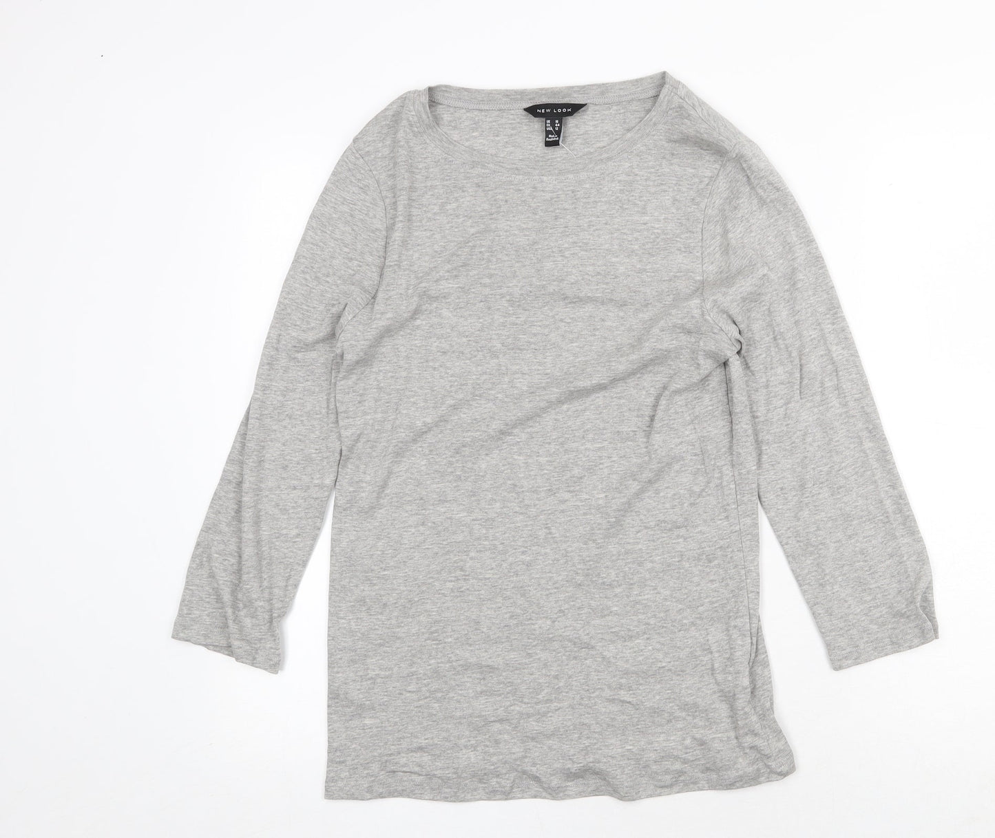New Look Womens Grey Cotton Basic Blouse Size 16 Boat Neck