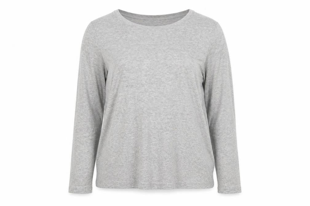New Look Womens Grey Cotton Basic Blouse Size 16 Boat Neck