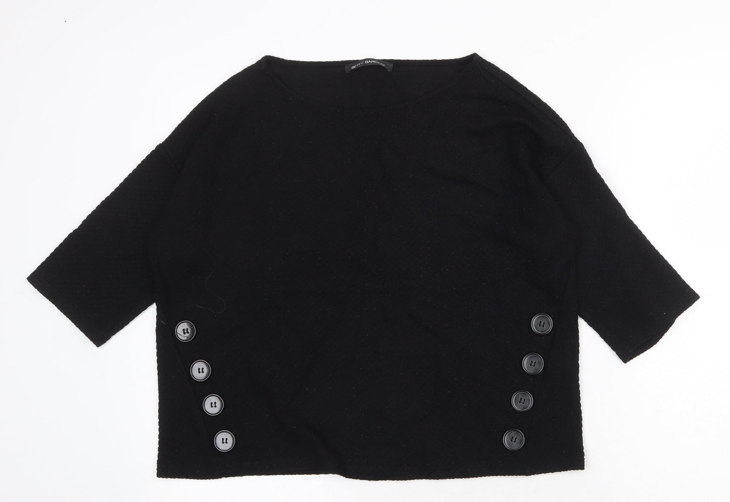 Betty Barclay Womens Black Round Neck Herringbone Viscose Pullover Jumper Size 10