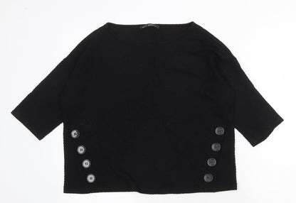 Betty Barclay Womens Black Round Neck Herringbone Viscose Pullover Jumper Size 10