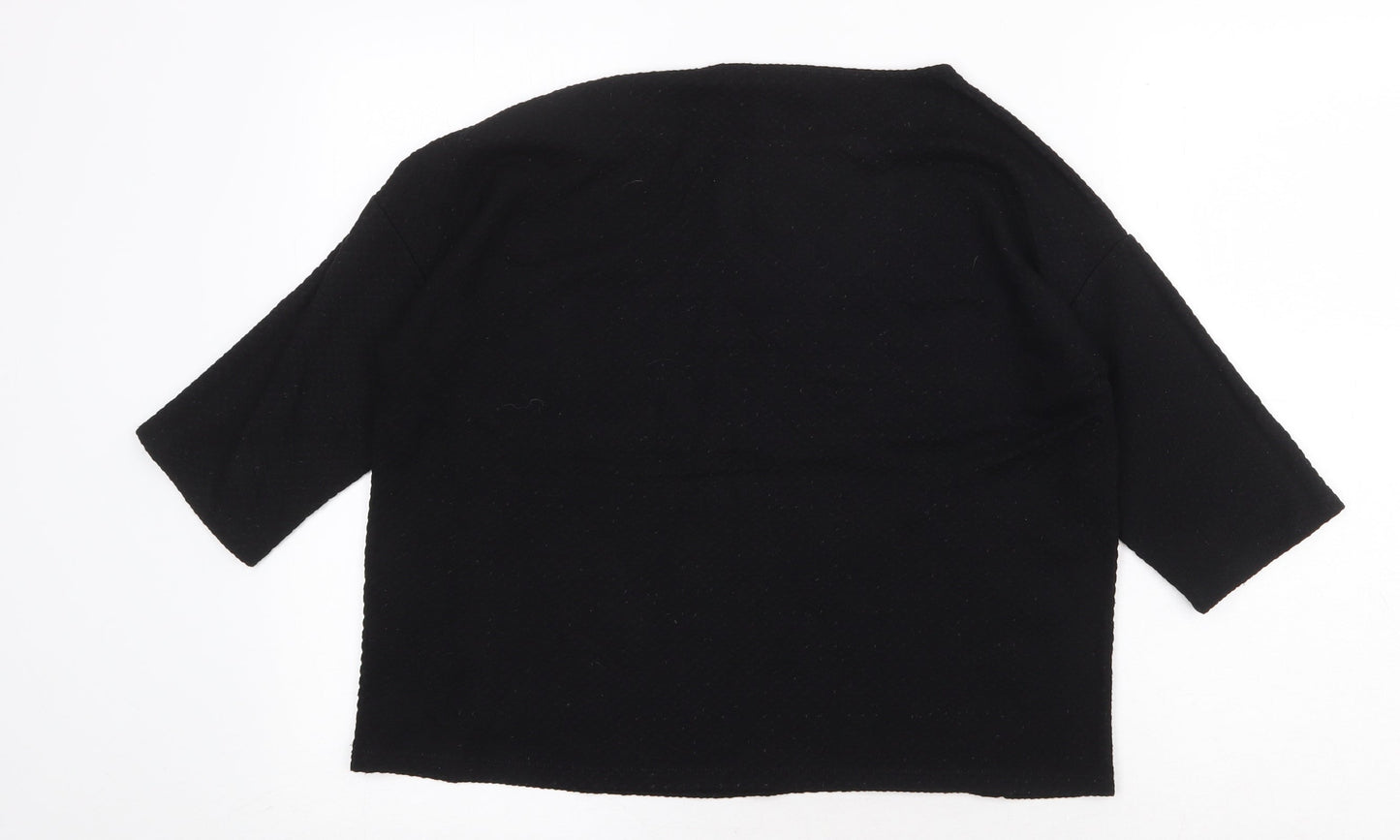 Betty Barclay Womens Black Round Neck Herringbone Viscose Pullover Jumper Size 10