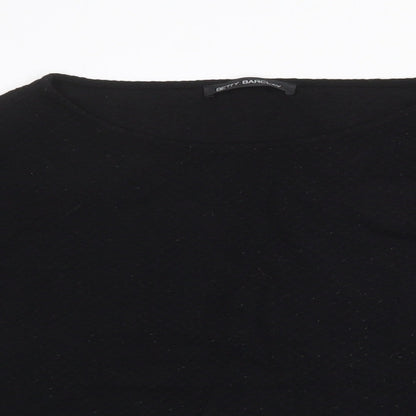 Betty Barclay Womens Black Round Neck Herringbone Viscose Pullover Jumper Size 10