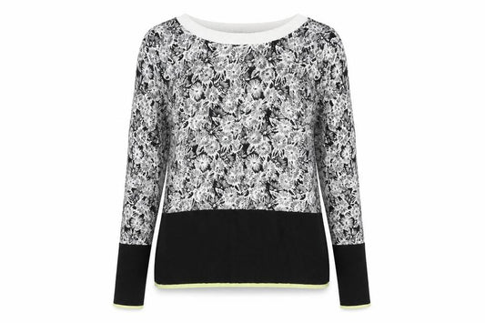 Next Womens Black Scoop Neck Floral Viscose Pullover Jumper Size 8 - Contrasting Trim
