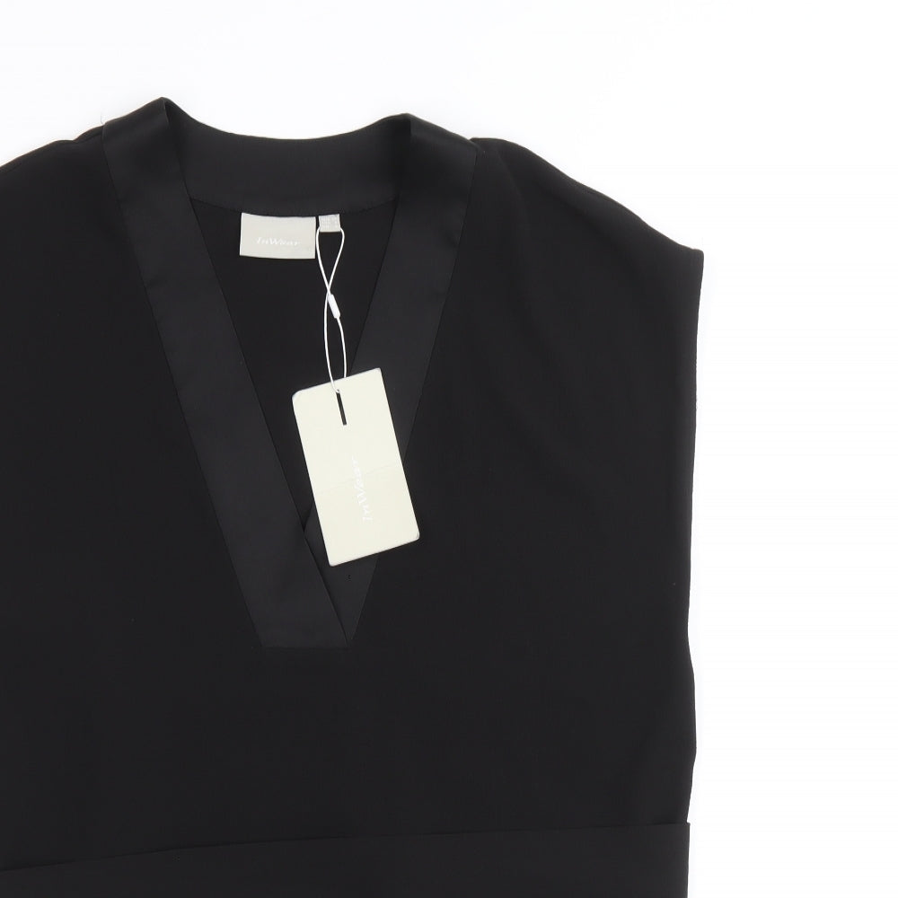 In Wear Womens Black Polyester Basic Tank Size 6 V-Neck