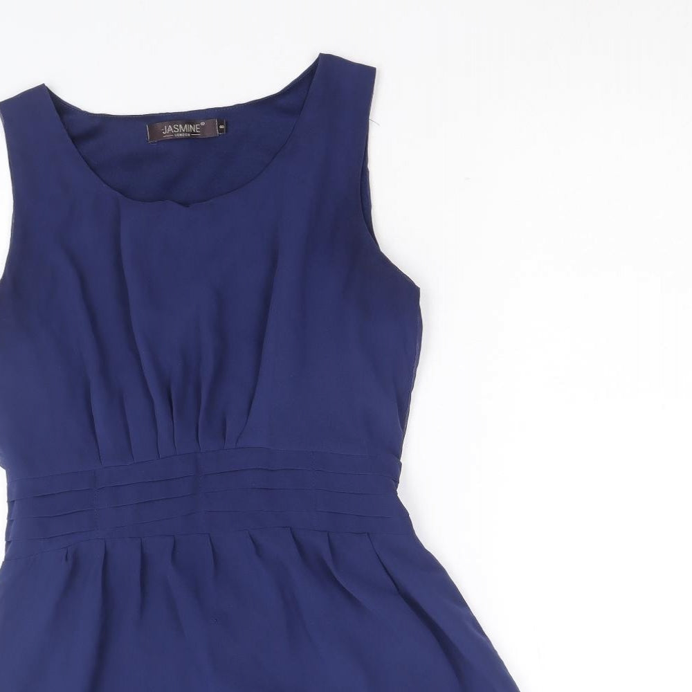 Jasmine Womens Blue Polyester A-Line Size 8 Round Neck Pullover