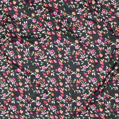 Blair Womens Black Floral Polyester Basic Blouse Size M Collared