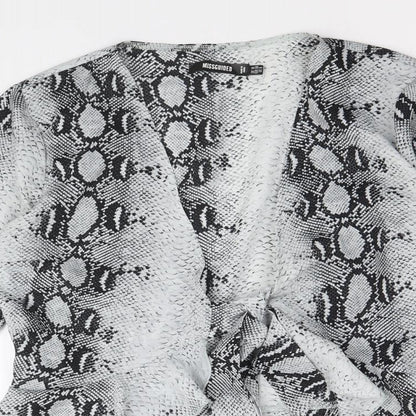 Missguided Womens Black Animal Print Polyester Basic Blouse Size 10 V-Neck - Snake Print