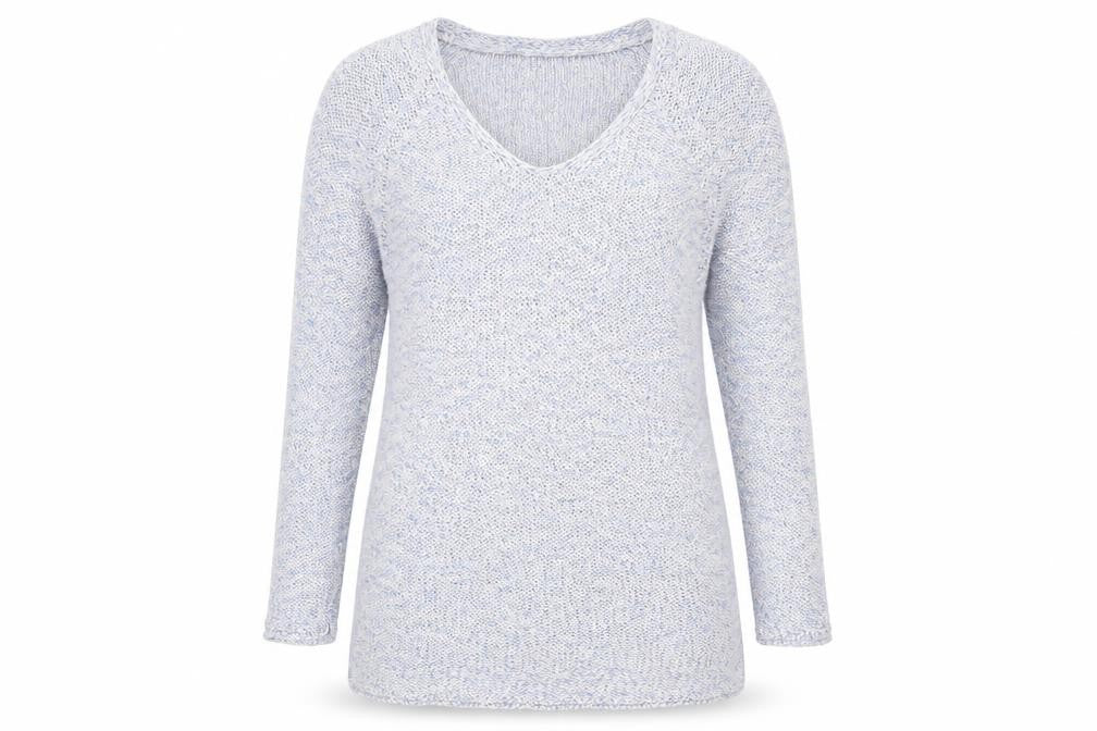 Roman Womens Blue V-Neck Acrylic Pullover Jumper Size 10