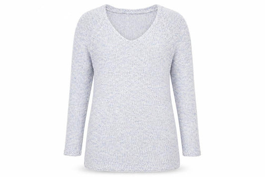 Roman Womens Blue V-Neck Acrylic Pullover Jumper Size 10