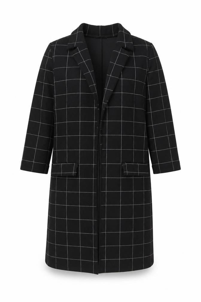 Malabay Womens Black Striped Overcoat Coat Size 14