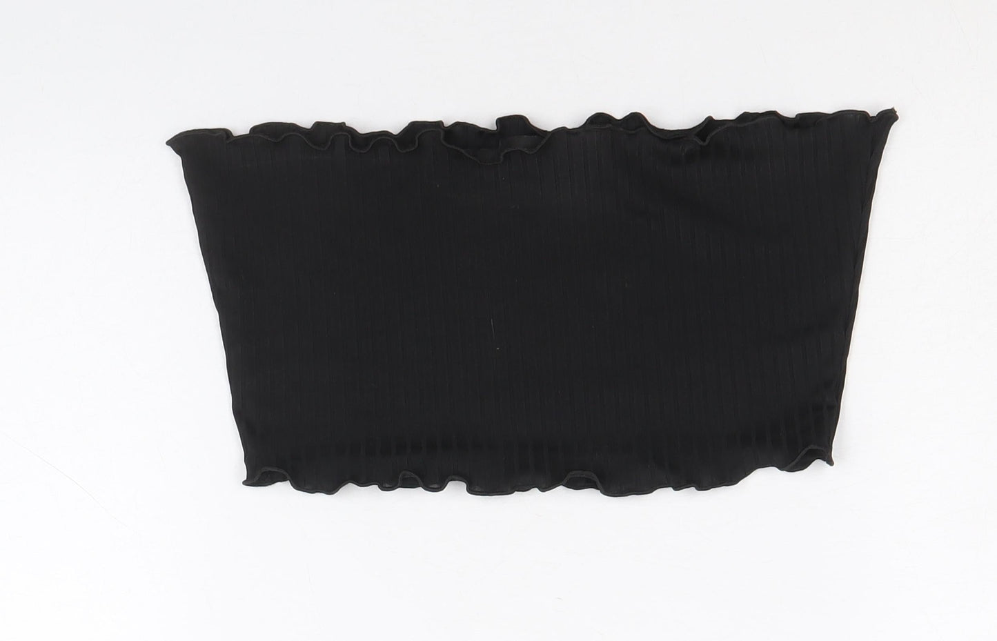 PRETTYLITTLETHING Womens Black Polyester Cropped Blouse Size 8 Square Neck - Boob Tube